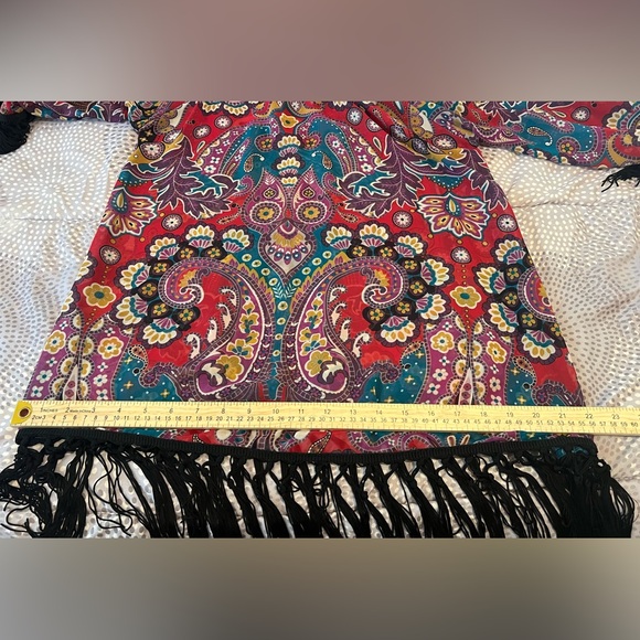 Lilypad Sheer Fringed Blouse Floral Paisley Boho Chic Size M - Picture 14 of 14